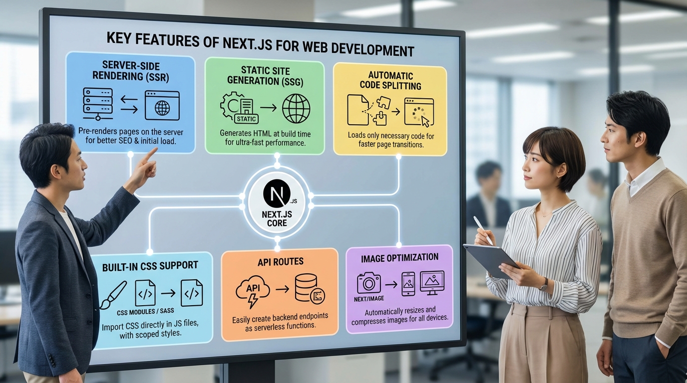 an infographic showing features of Next.js